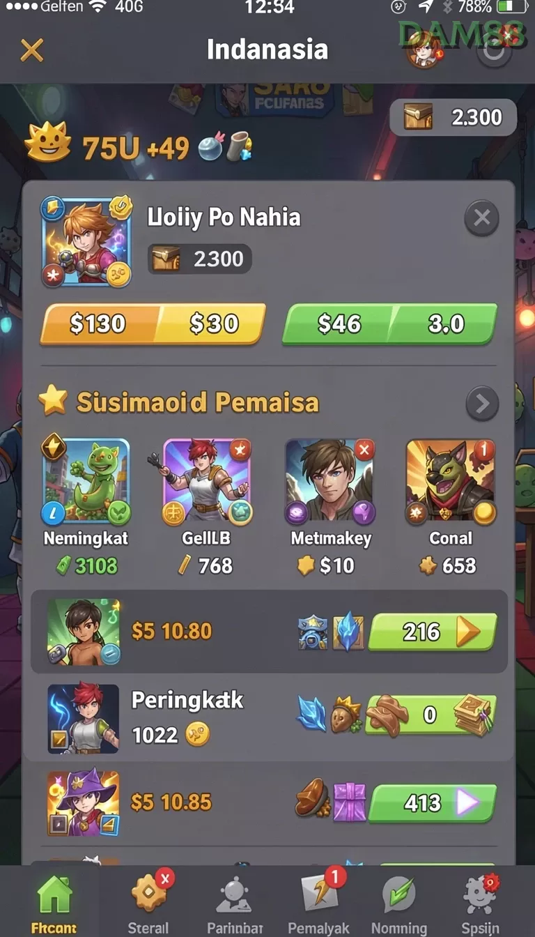 Cuplikan layar JOS77 — pengaturan akun